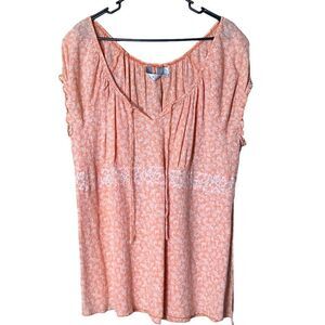ALC Woman’s lightweight Peach / Orange Gauzy Cotton Shirt‎ 1X